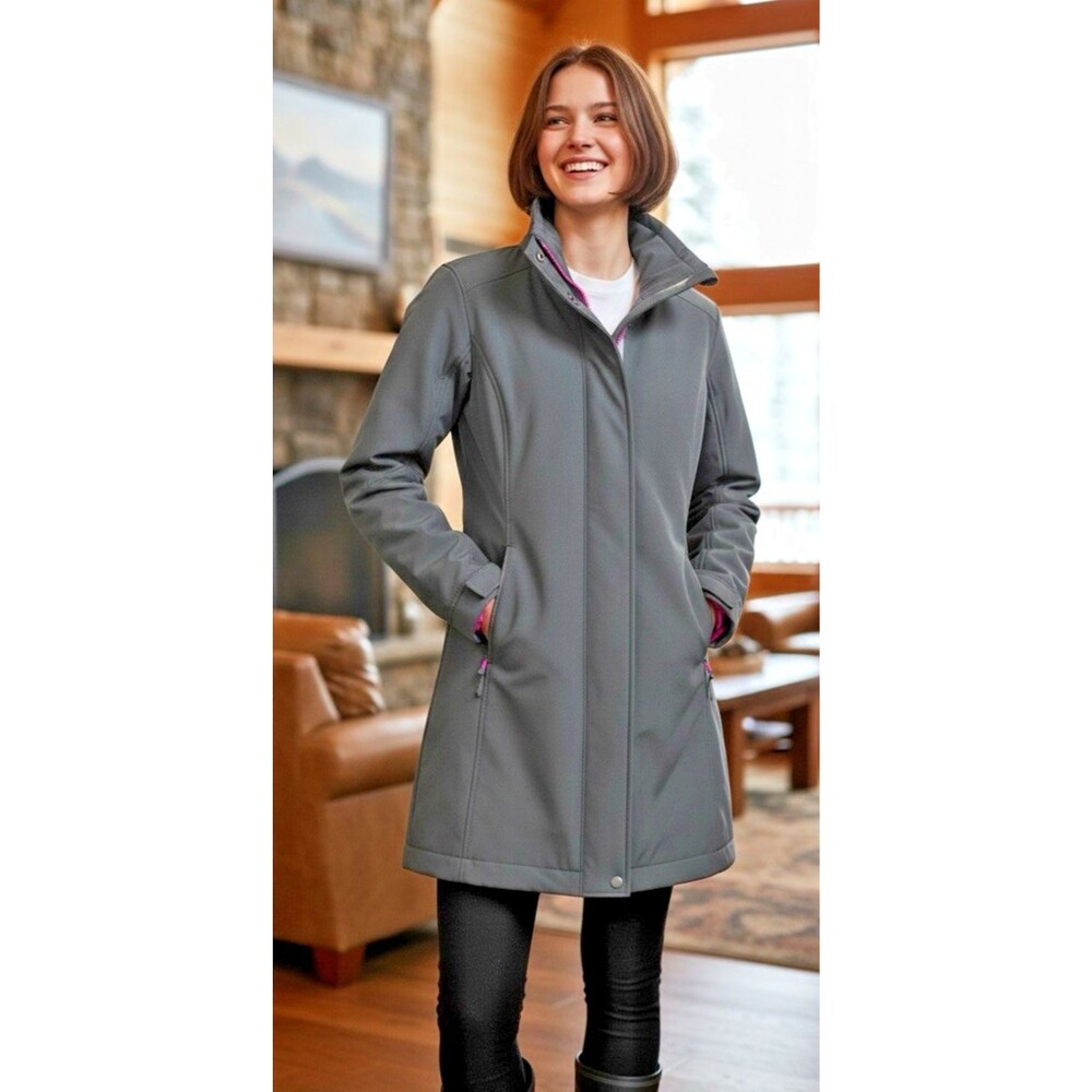 Title Nine NEW womens Peacekeeper trench winter coat grey purple zipped Small